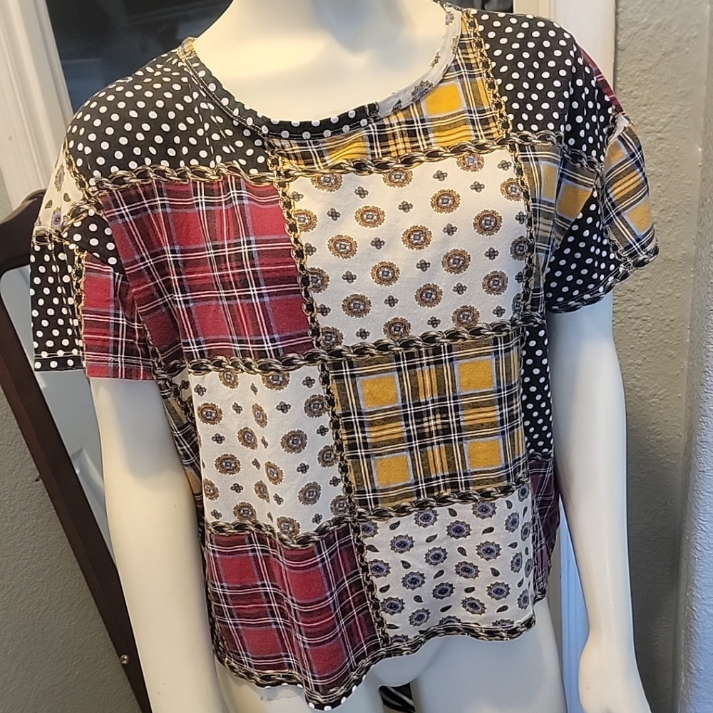 Zara Patchwork Vintage Inspired Top - image 1